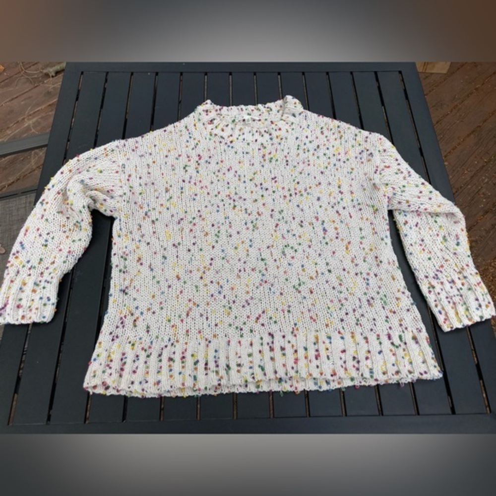 Seven7, Ladies Oversized Raised Dot Cream Crewneck Sweater, Size L‎
